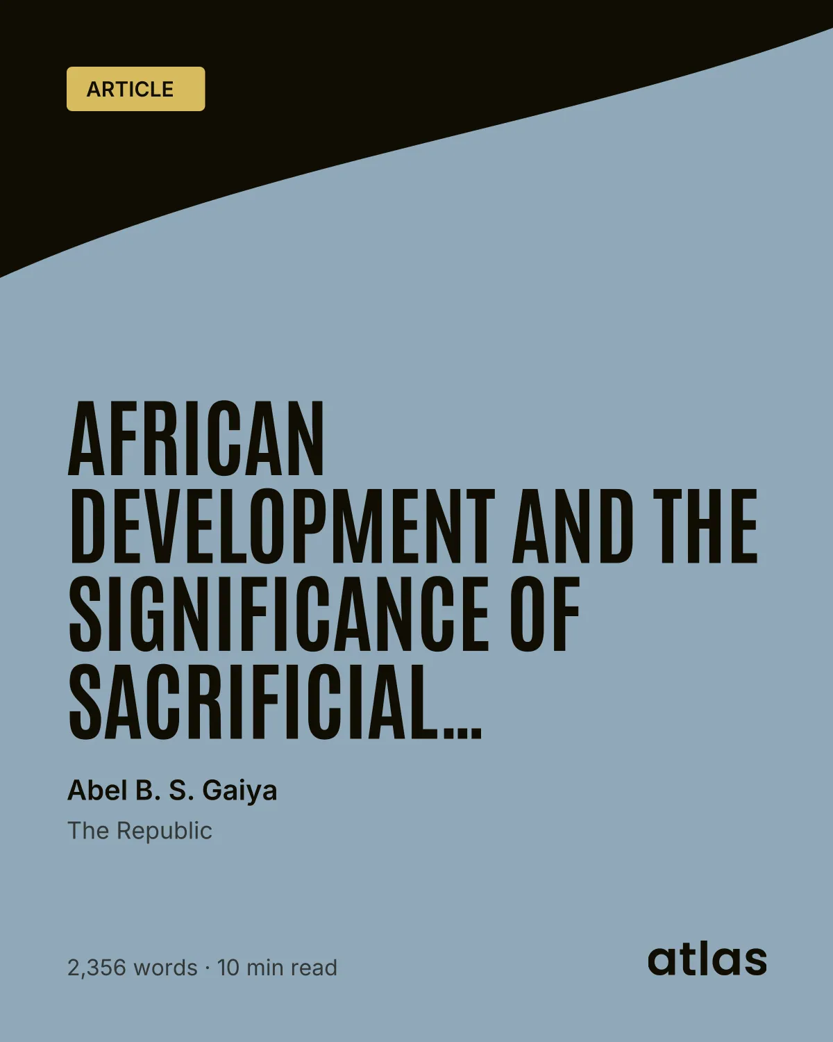 African Development and the Significance of Sacrificial Generations